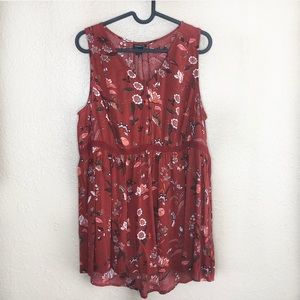 Torrid Orange Floral and Lace Sleeveless Top